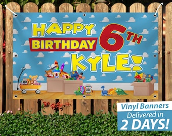 Custom Birthday Vinyl Banner | Toy Box Theme