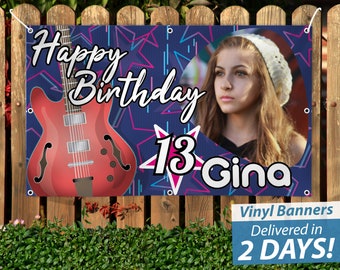Rock Star Birthday Vinyl Banner: Custom Teen Girl Party