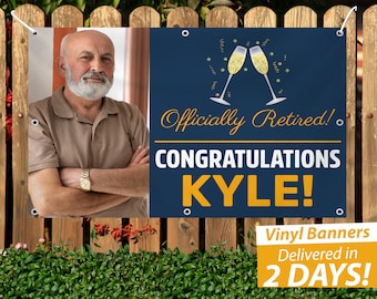 Custom Retirement Banner: Personalized Vinyl, Photo Option