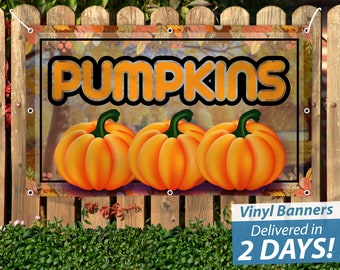 Custom Pumpkin Vinyl Banner, Fall Event Sign