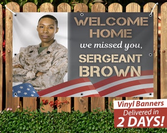 Custom "Welcome Home" Vinyl Banner, Personalized Design