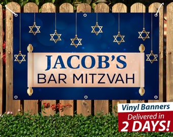 Custom Bar Mitzvah Banner, Vinyl Celebration Decor