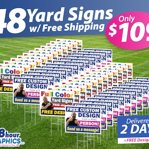 48 Custom Yard Signs - FAST!