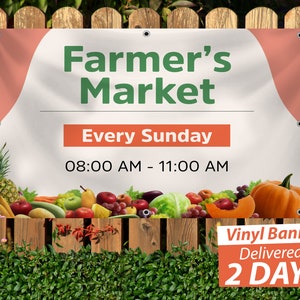 Farmer's Market Banner // CustomVinyl Banner // Free Overnight Shipping // Next Day Printing // Design Help // Community Events