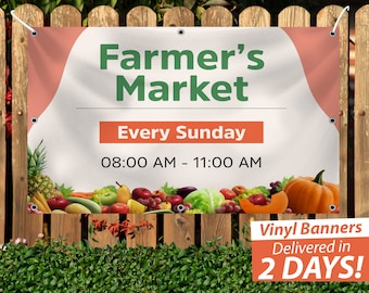 Custom Vinyl Banner: Farmer's Market, Community Event