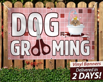 Dog Grooming  Banner // Custom Vinyl Banner // Free Overnight Shipping // Next Day Printing // Design Help