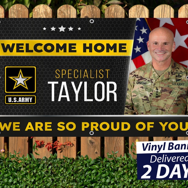 Welcome Home Banner // U.S. Army //  Custom Vinyl Banner  // Free Overnight Shipping // Next Day Printing // Custom Design Help