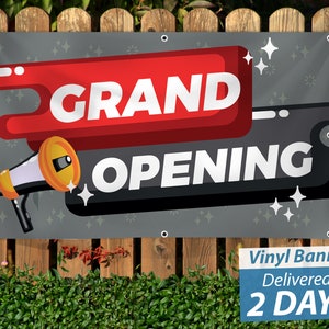 Grand Opening Banner // Custom Vinyl Banner // Free Overnight Shipping // Next Day Printing // Design Help