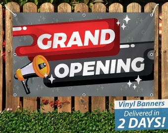 Grand Opening Banner // Custom Vinyl Banner // Free Overnight Shipping // Next Day Printing // Design Help