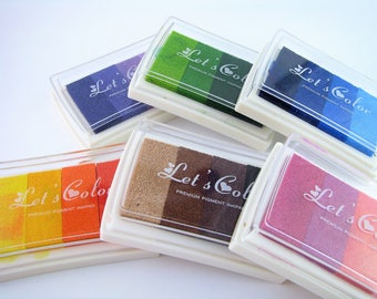 Tampon encreur couleur - plusieurs teintes - stamping - grand format - scrapbooking - livre d'or mariage anniversaire bapteme - multicolor
