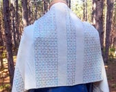 Handwoven white silk scarf/shawl/wrap for Christmas present/gift