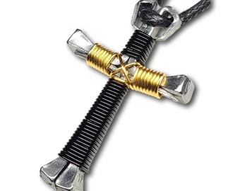 Black and Gold Horseshoe Nail Cross