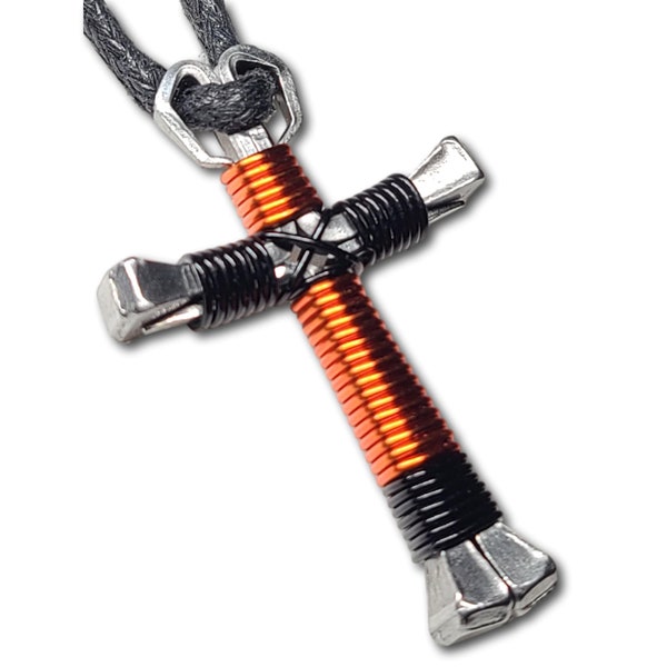 Sport Orange & Black Horseshoe Nail Cross