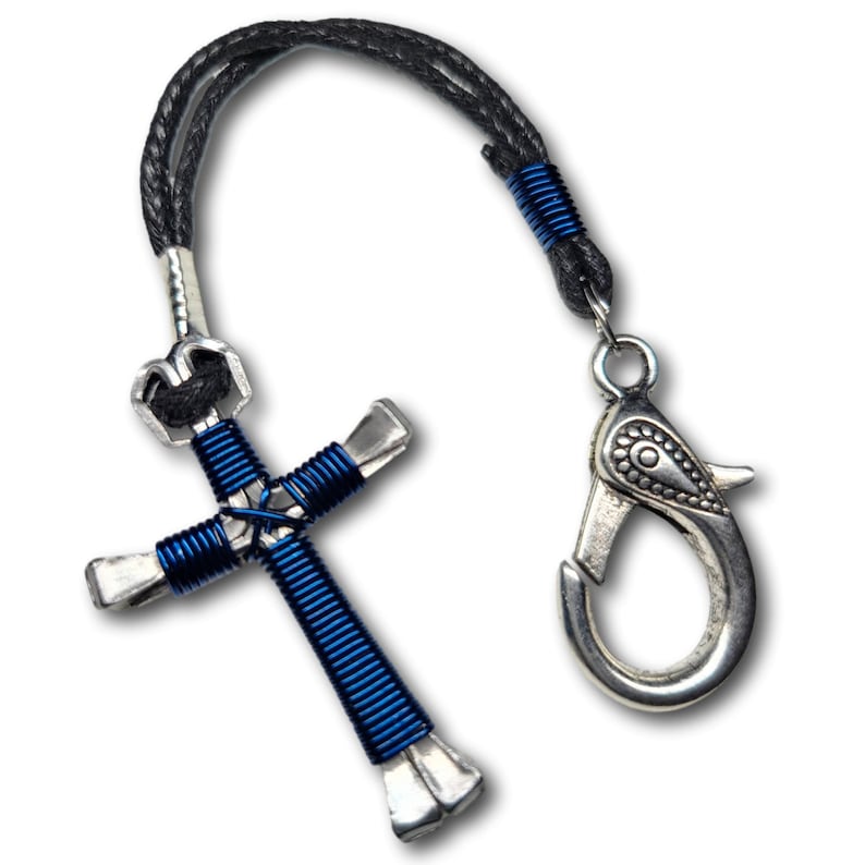 Dark Blue Horseshoe Nail Cross Etsy
