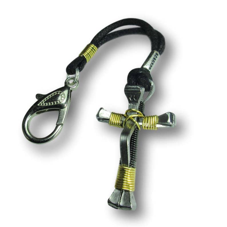 5 Nail Black & Gold Horseshoe Nail Cross Zipper Pull Etsy