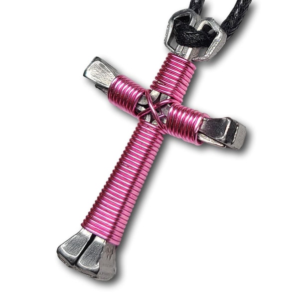 Pink Horseshoe Nail Cross