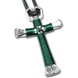 Green Horseshoe Nail Cross