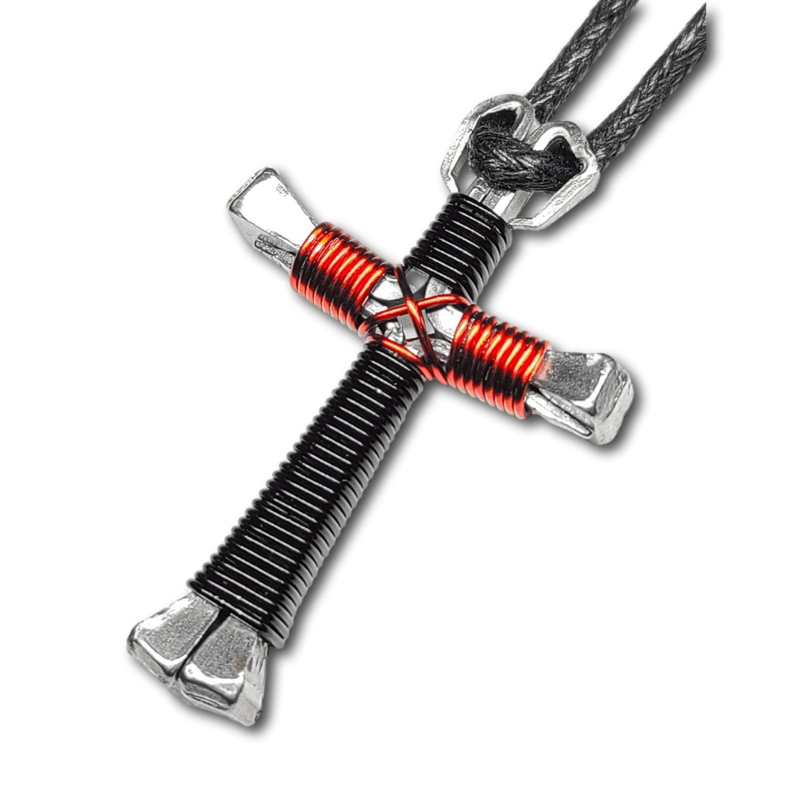 Black & Red Horseshoe Nail Cross Etsy