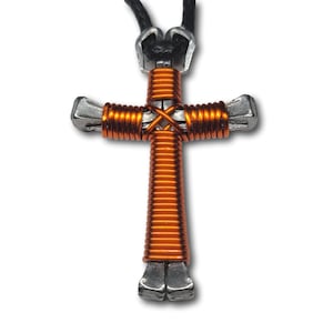 Orange Horseshoe Nail Cross