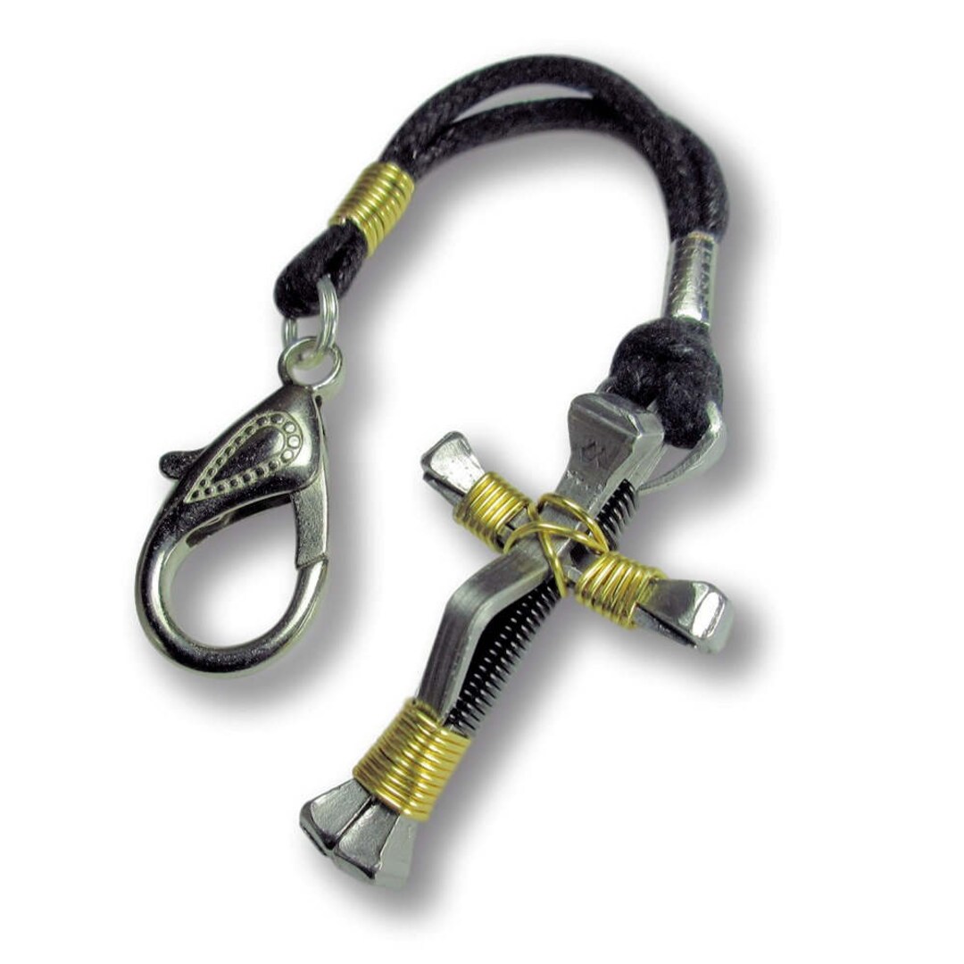 5 Nail Black & Gold Horseshoe Nail Cross Zipper Pull Etsy