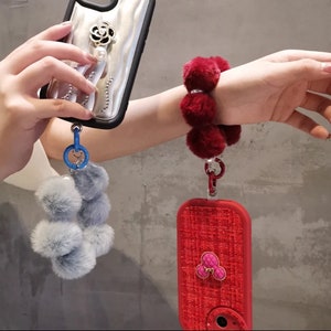 Cordón de pompón, cadena para teléfono, llavero, pulsera, regalo para mejores amigos, suave, esponjoso, regalo para amigos, regalo para maestros