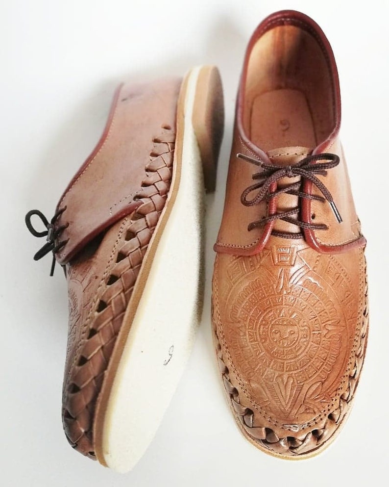 Aztec Calendar Mexican Huaraches For Her Etsy