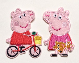 Iron On Patch, Embroidered Patch, Applique, Sewing Applique, Clothing Badge, Peppa Pig Patch, Peppa Pig Iron On, Peppa Pig Iron On Patch