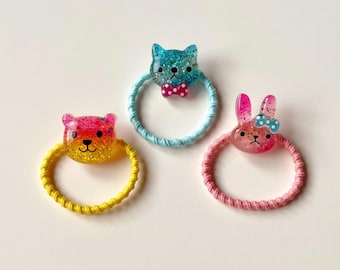 Baby Hair Ties, Toddler Hair Ties, Girl Hair Ties, Ponytail Holders, Hair Ties, Hair Elastics, Bear Hair Ties, Bunny Hair Ties