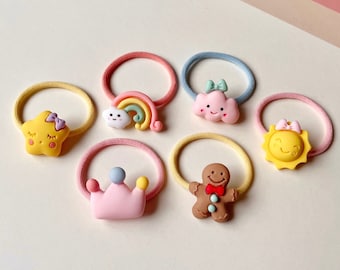 Baby Hair Ties, Toddler Hair Ties, Ponytail Holders, Hair Ties, Hair Elastics, Crown Hair Ties, Rainbow Hair Ties, Star Hair Ties