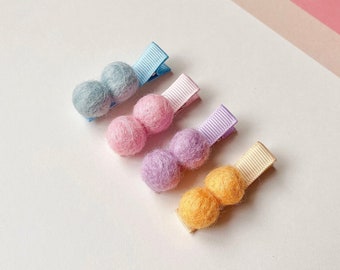 Baby hair clips, baby hair bows, No slip hair clips, Toddler hair clips, Toddler hair bows, Baby Hair Accessories, Felt balls hair clips