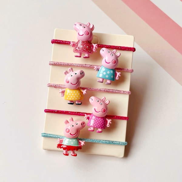 Peppa Pig Hair Ties, Baby hair clips, baby hair bows, Toddler hair clips, Toddler snap Clip, girl hair clips, Hair Ties