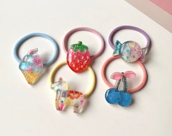Girl Hair Ties, Toddler Hair Ties, Ponytail Holders, Hair Ties, Hair Elastics, Ice Cream Hair Ties, Candy Hair Ties