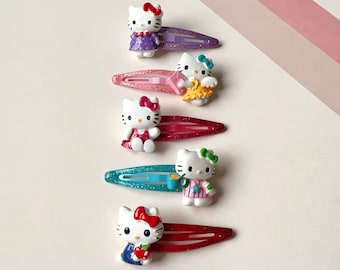 Hello Kitty Hair Clips, No Slip Hair Clip, Toddler hair clips, Girl hair clips, Girl Snap Clips, Barrette, Baby Hair Clips, Snap Clip