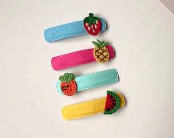 No Slip Hair Clip, Toddler Snap Clips, Toddler hair clips, Girl hair clips, Girl Snap Clips, Snap Clip, Fruit Hair Clips
