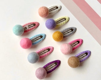 Baby hair clips, Baby Snap Clips, No slip hair clips, Toddler hair clips, baby girl hair accessories, Baby Hair Bows, Felt Ball Snap Clips