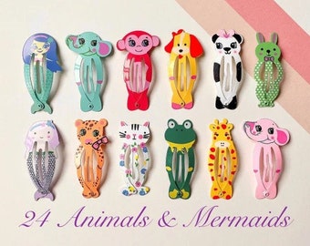 Hair clips, toddler hair clips, snap clips, girl snap clips, No slip hair clips, Stocking Stuffers, Girl Hair Clips, Animal Snap Clips