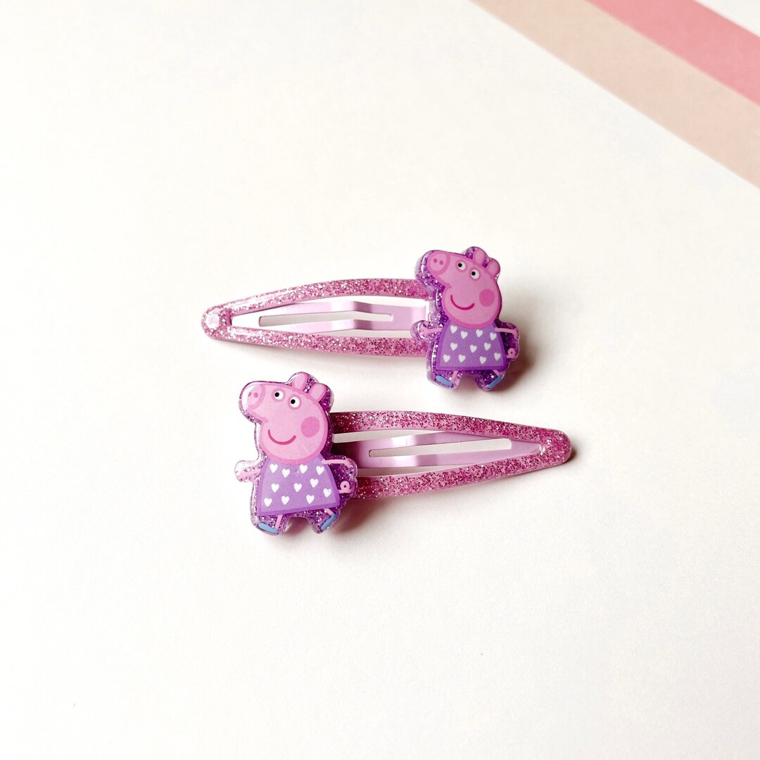 Peppa Pig Hair Clips, Baby Hair Clips, Baby Hair Bows, Toddler Hair Clips, Toddler Snap Clip