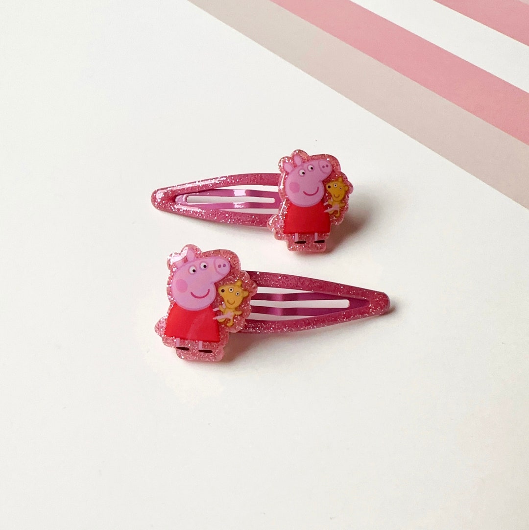 Peppa Pig Hair Clips, Baby Hair Clips, Baby Hair Bows, Toddler Hair Clips, Toddler Snap Clip