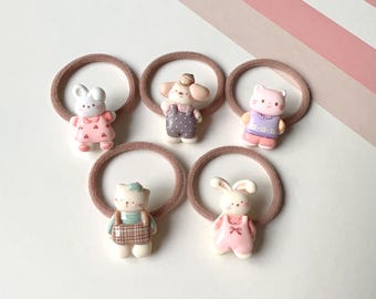 Baby Hair Ties, Toddler Hair Ties, Ponytail Holders, Hair Ties, Hair Elastics, Girl Hair Ties, Bunny Hair Tie, Animal Hair Ties