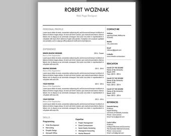 Resume template download, professional resume, 1 page resume, 2 page resume, cv design, cv template, creative resume, cover letter