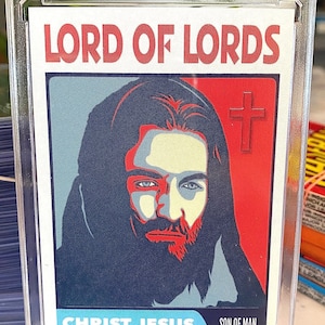 Cartão de troca de Jesus em estojo One Touch - Edição Lord of Lords - Holograma de cruz - Jesus Cristo - Presente cristão - Colecionadores de cartões esportivos