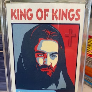 Tarjeta coleccionable de Jesús en un solo toque - Edición Rey de Reyes - Holograma cruzado - Jesucristo - Regalo - Tarjetas cristianas - Coleccionista de tarjetas deportivas
