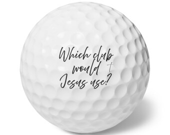 Funny Golf Balls, 6pcs - Which Club Would Jesus Use? Golfing Gift Set, Novelty Golf Balls, Religious Golfer Present, Golf Accessories,