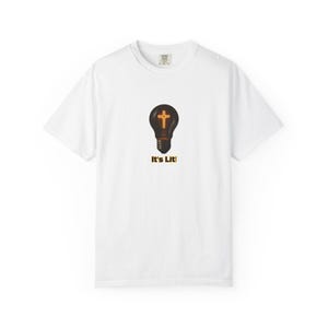 Christian Jesus Lightbulb Unisex T-shirt, Lightbulb Graphic Tee, Religious Light Tee, Inspirational Shirt, Religious Graphic Tee