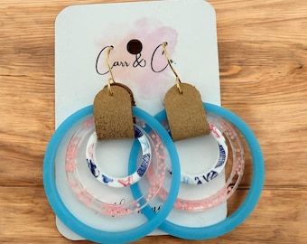 Coastal Drift Triple Hoop Earrings, Beach-themed Hoops