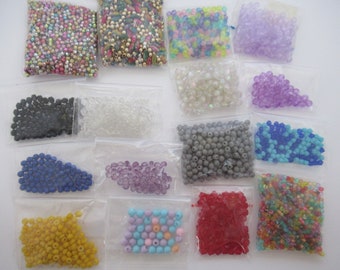 Lot 14, Assorted Acrylic Bead Lot, Big Hole Beads, Children's Beads, Bead Soup, Rainbow Color, Assortment of mixed Beads, Gemstones,