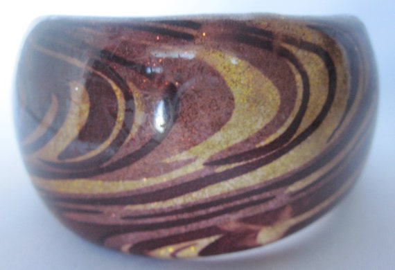 Vintage Wide Swirl Lucite Bangle Bracelet, Asymme… - image 1