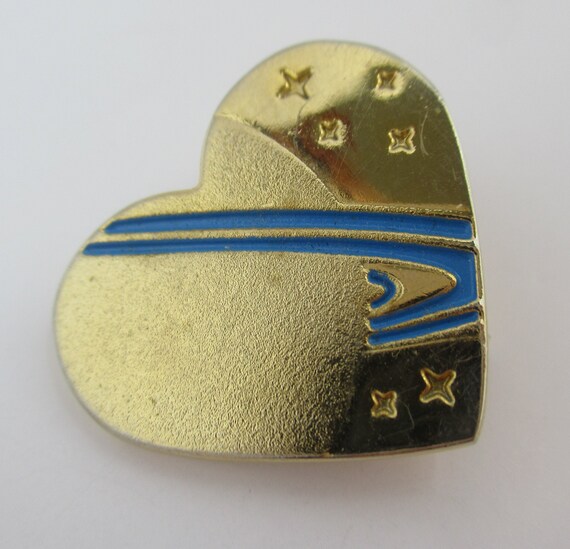 Vintage Gold Blue Enameled Space Planet Saturn Ri… - image 3