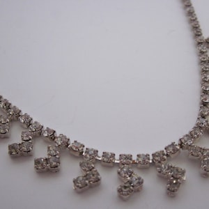 Vintage Silver Clear Rhinestone Collar Necklace, Bridal Fashion Jewelry, Gift, Classy Formal Rhinestone Collar Necklace, Gift for Her