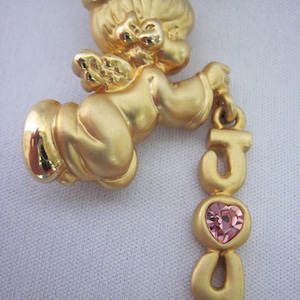 Vintage Gold kostbare Momente Freude Engel Strass Brosche Pin, Weihnachten saisonale Zubehör Urlaub, Schmuck, Weihnachtsgeschenk, Weihnachten Schmuck